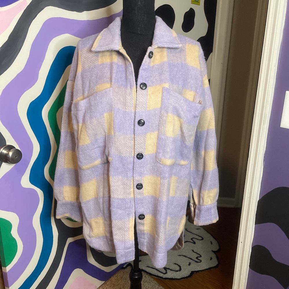 Beige ~ Purple Button Down Jacket - image 1
